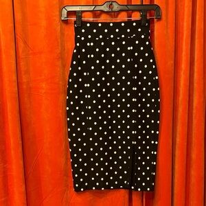 RockSteady Black Pencil Skirt with White Dots